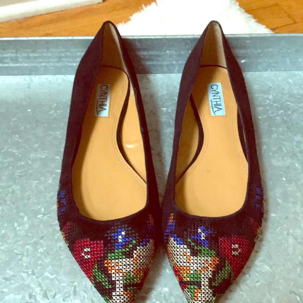 Multi colored suede flats